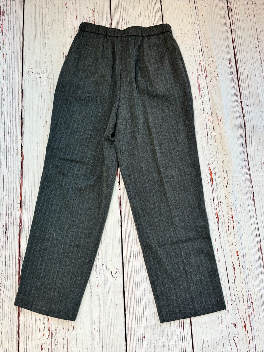 Vintage Mustang Women’s 10 Petite Gray Pull-On Dress Pants Straight Leg Career T